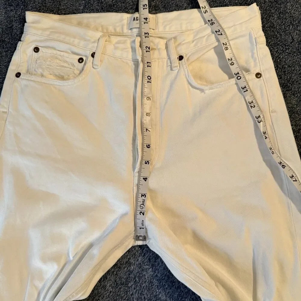 Agolde Jeans Sz‎ 27 90's Mid Rise Loose Fit Vanish White Distressed Thrashed - Picture 13 of 16